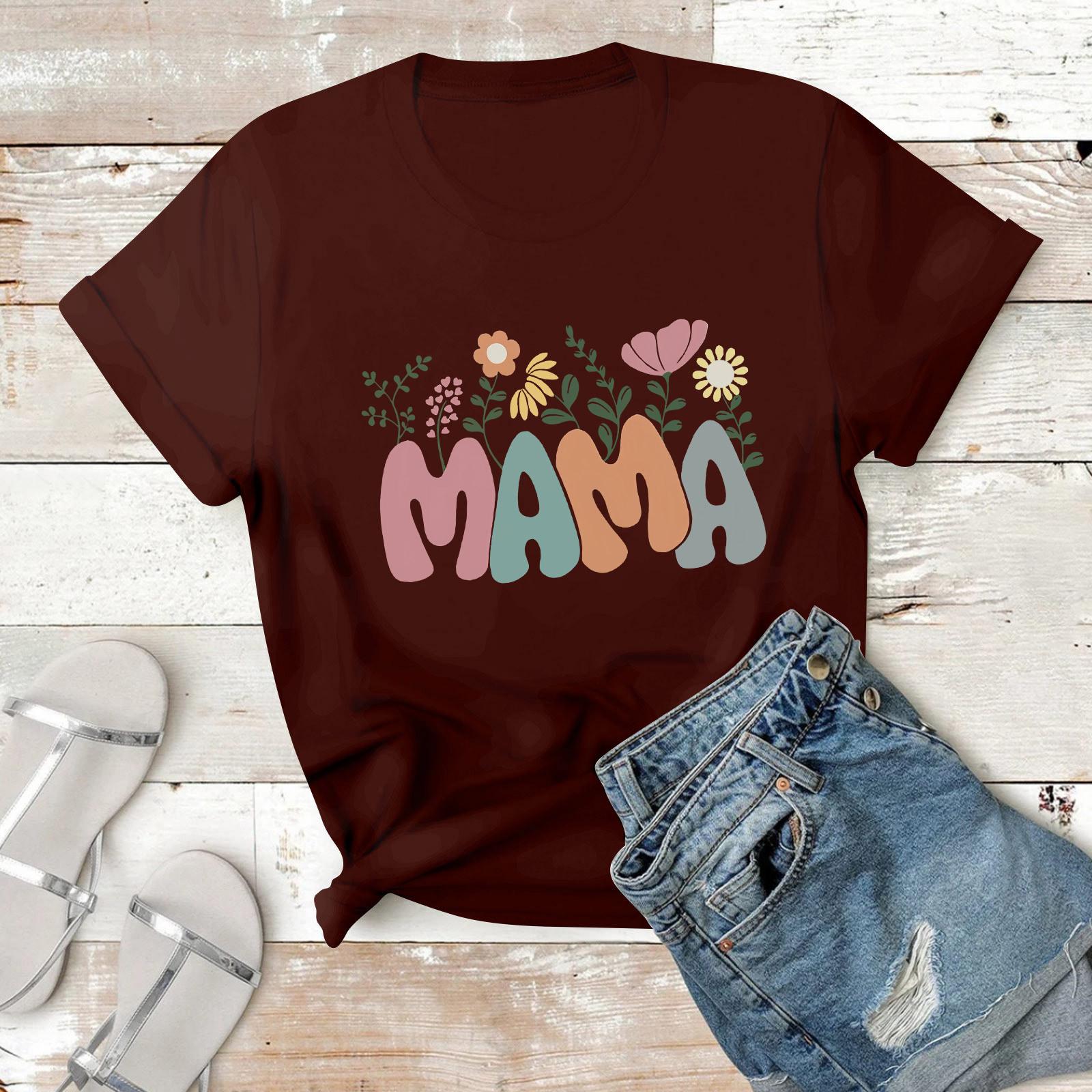 

Женская повседневная футболка с принтом, пуловер с круглым вырезом, топ с короткими рукавами S винный