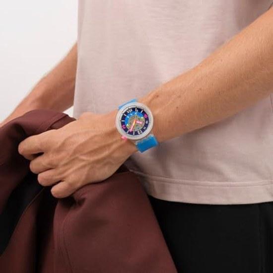 Swatch wristwatch AQUACHRONO NEON HIELO Yellow SB01K400 unisex adult blue