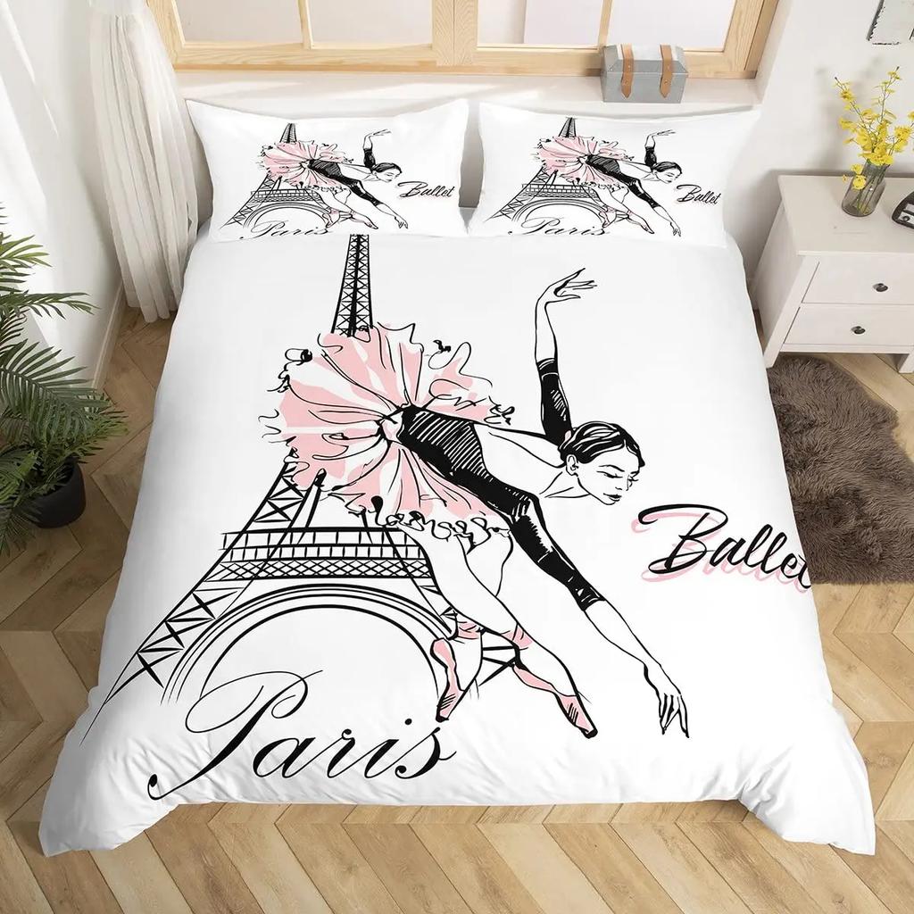 Eiffel Tower Bedding Duvet Cover Set 3d Digital Printing Bed Linen Fashion Design Comforter Cover Bedding Sets  Bed Set