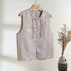 Single Round Neck Brocade Vest Retro Buckle Temperament Vest Woven Versatile