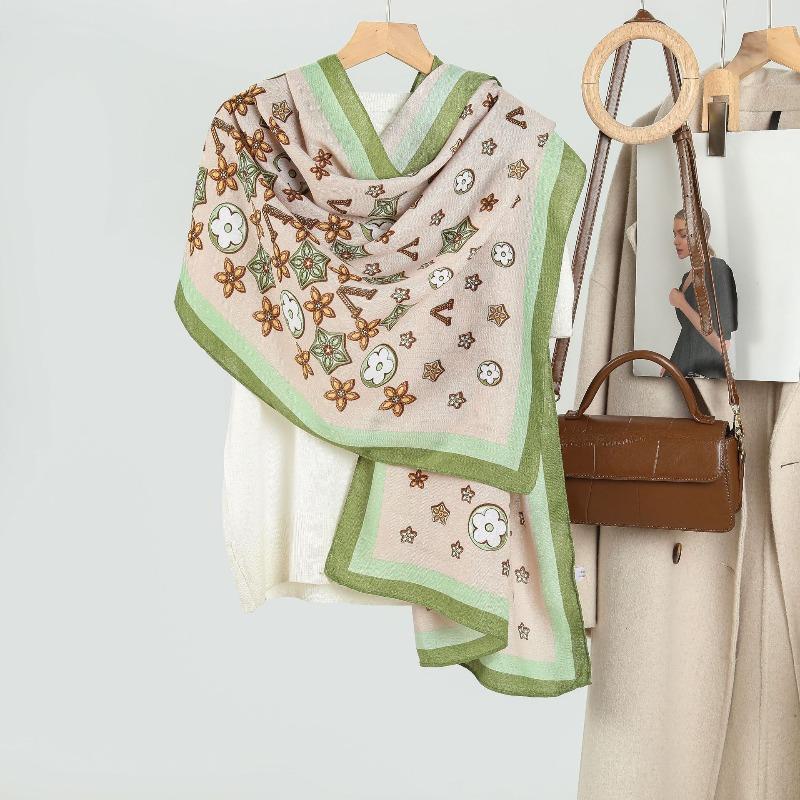 New women's printed scarf silk scarf high-end big-name autumn and winter decoration warm thin shawl scarf