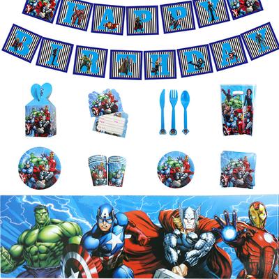 Avengers Birthday Party Supplies Disposable Cutlery Paper Plates Paper Cups Tissue Boys Birthday Party Decorations