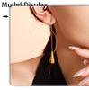 Women's Luxury Water Drop Tassel Earrings - Stainless Steel Wire, Modern Design