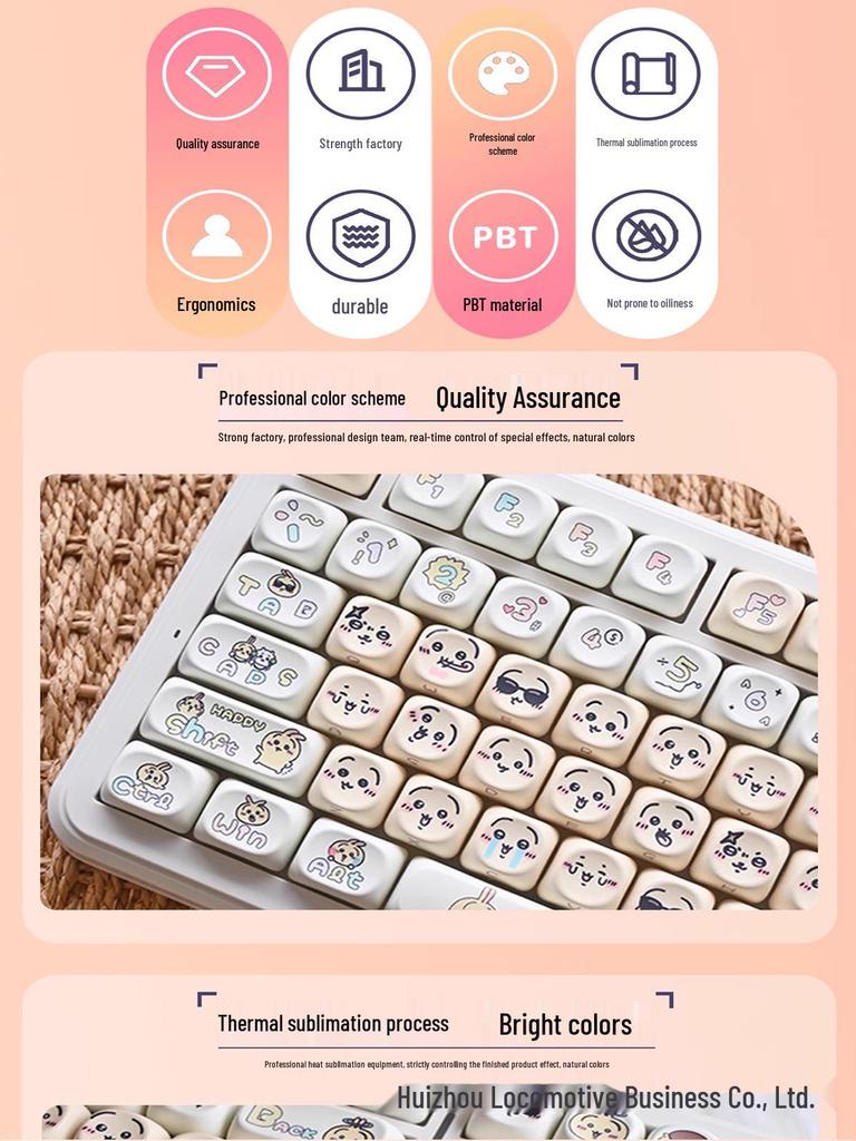 Usagi Cute Personality Theme Five-Sided Dye-Sublimation Mechanical Keyboard Keycaps