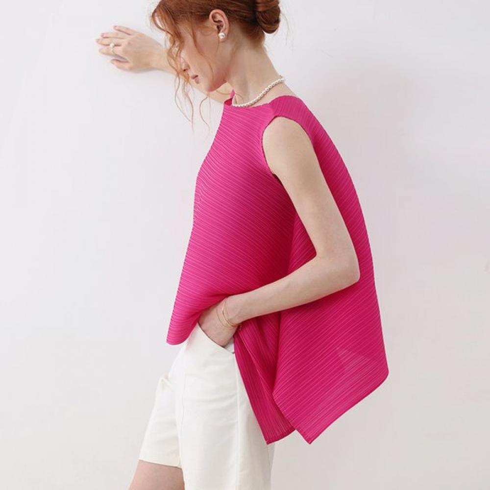 Fleatsmood Fine Flare Sleeveless Pleats Blouse FREE/BLACK