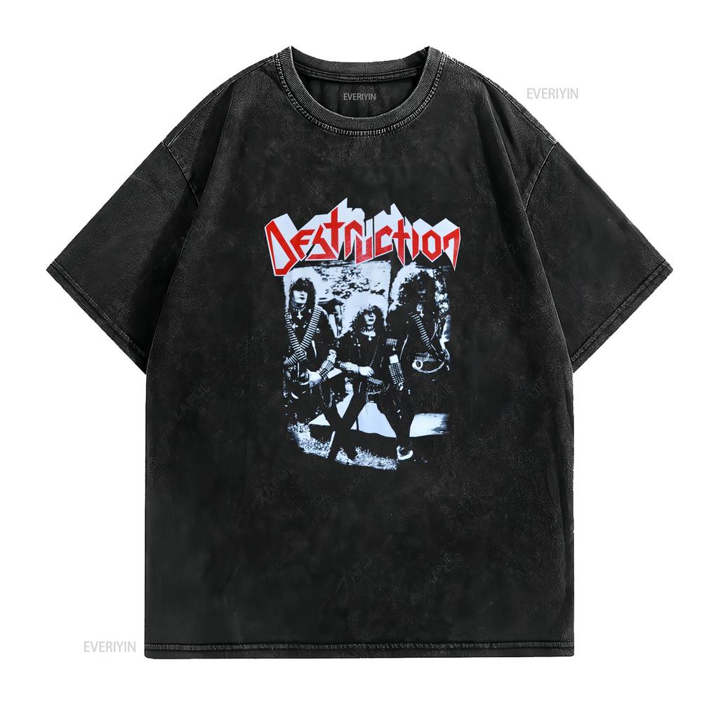 Destruction Side By T Shirt M 138124 Vintage Washed Top For Everyday Wear Versatile Fashion Comfortable Graphic Slightly