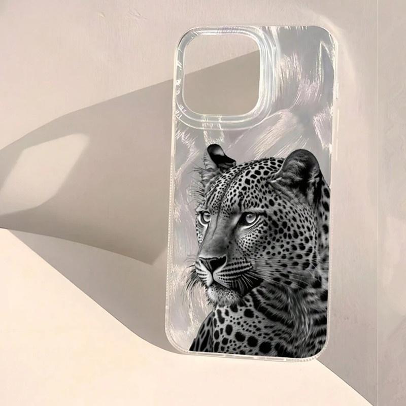 Phone Case for iPhone 14 13 15 16 17 Pro Max 16E 11 12 8 7 Plus X XR XS SE 2022 Animal Floral & Leopard Pattern Shiny Back Cover