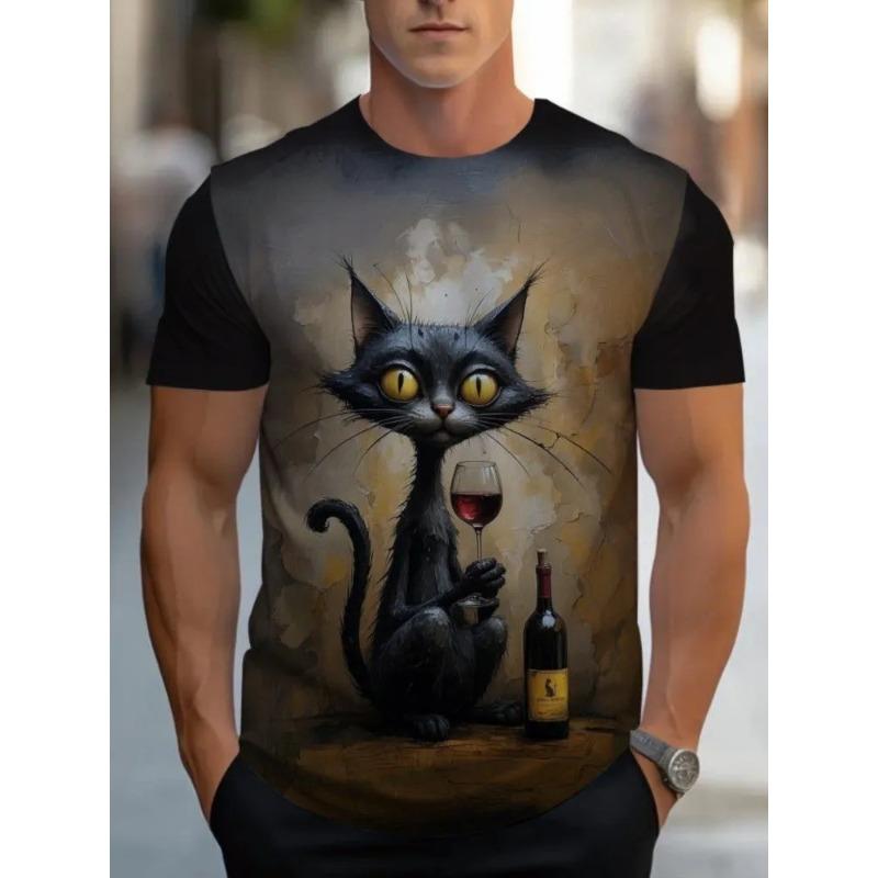 Tricou de vară pentru bărbați cu gât rotund și imprimeu 3D