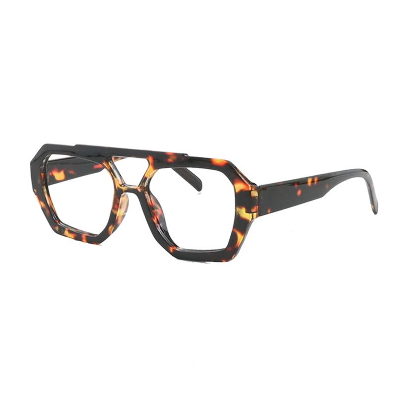 New Fashion Square Double Bridges Women'S Glasses Vintage Leopard Female Anti Blue Light Glasses Luxury Eyewear