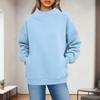 Women's Fashionable Casual Solid Color Round Neck Long Sleeved Pocket Sports Casual Pullover Sweatshirt Top