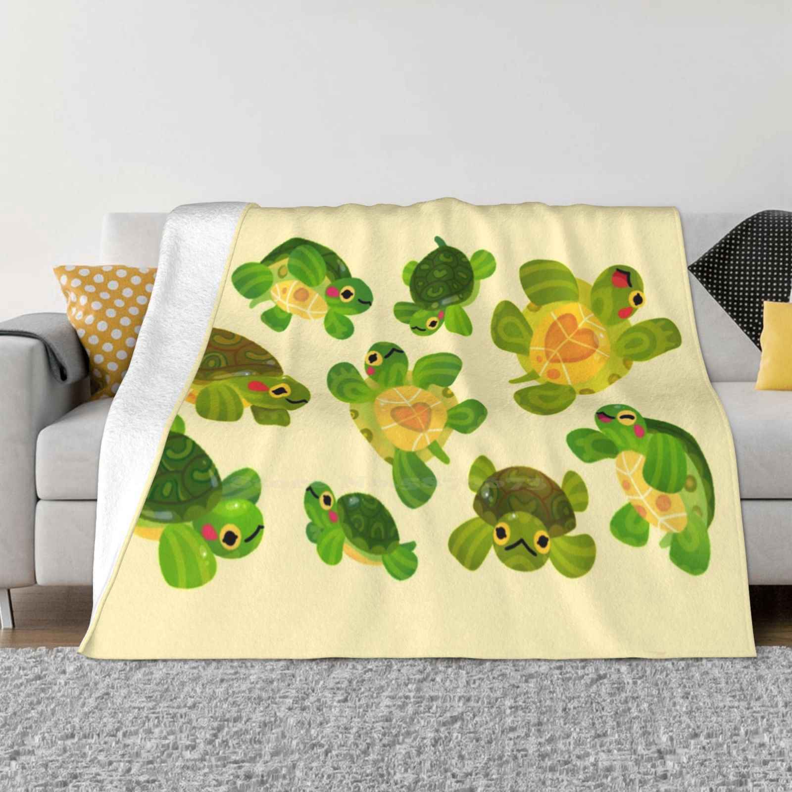 Red-Eared Slider-Pastel Best Selling Room Household Flannel Blanket Red Eared Slider Turtle Animal Reptile Cute Cheerful 30x40in