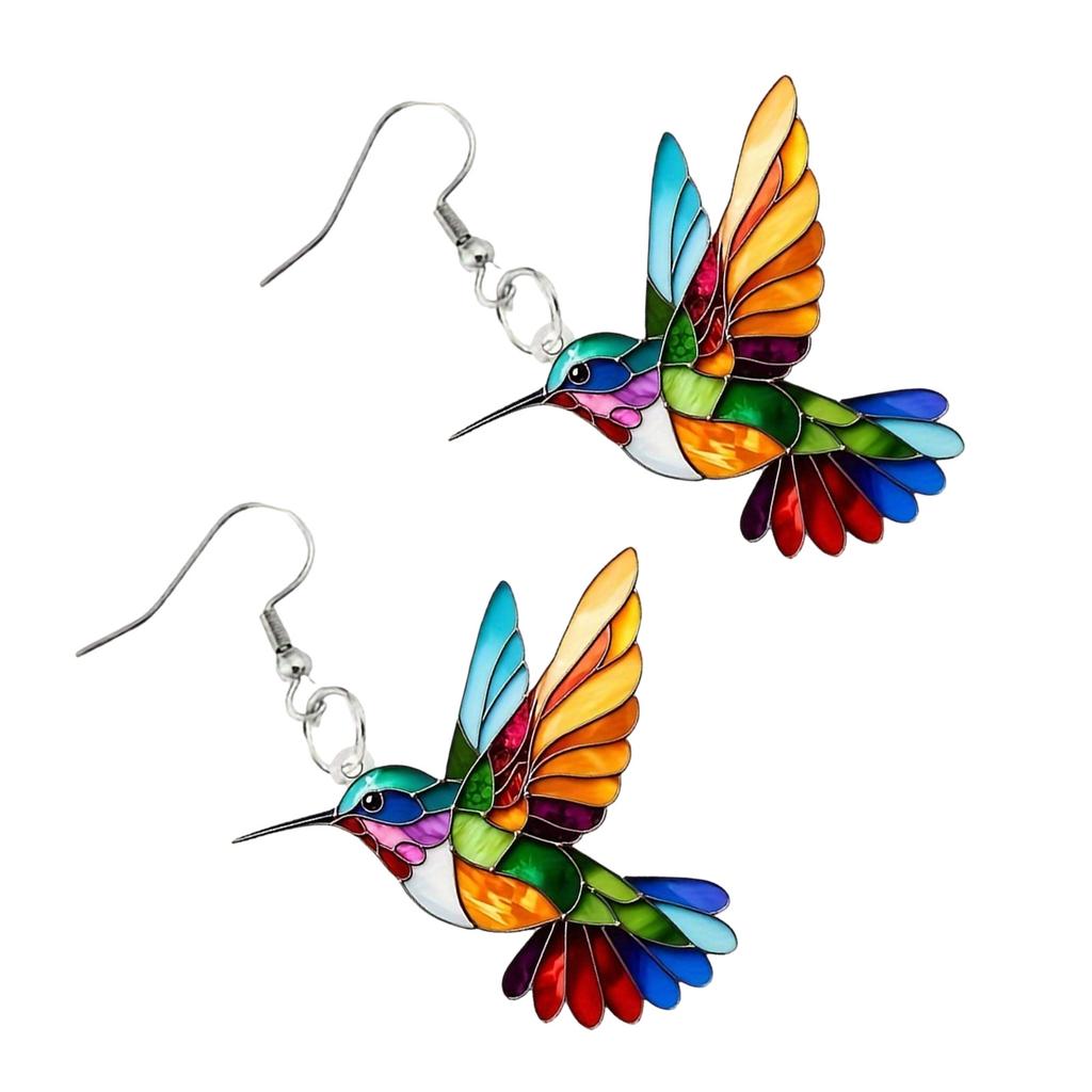 Hummingbird Earrings Stylish Jewelry Elegant Necklace Everyday Wear Jewelry Acrylic Texture Present for Trendsetters