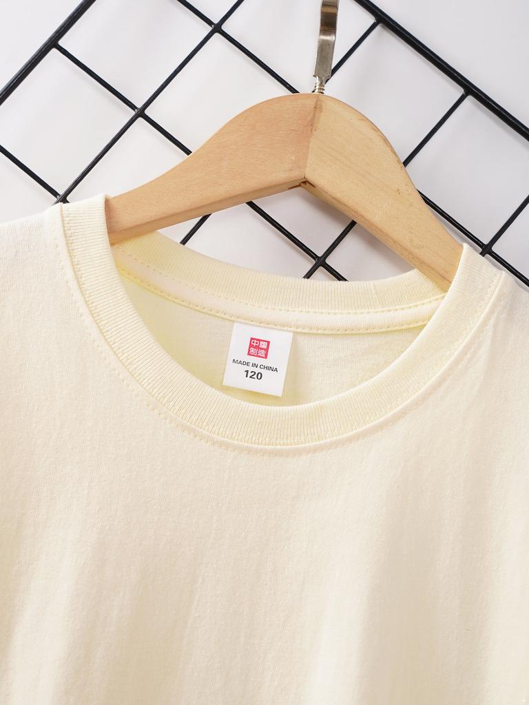T-shirt Casual Unisex in Cotone a Manica Corta, Ampia, Traspirante, Girocollo, per Bambini e Bambine