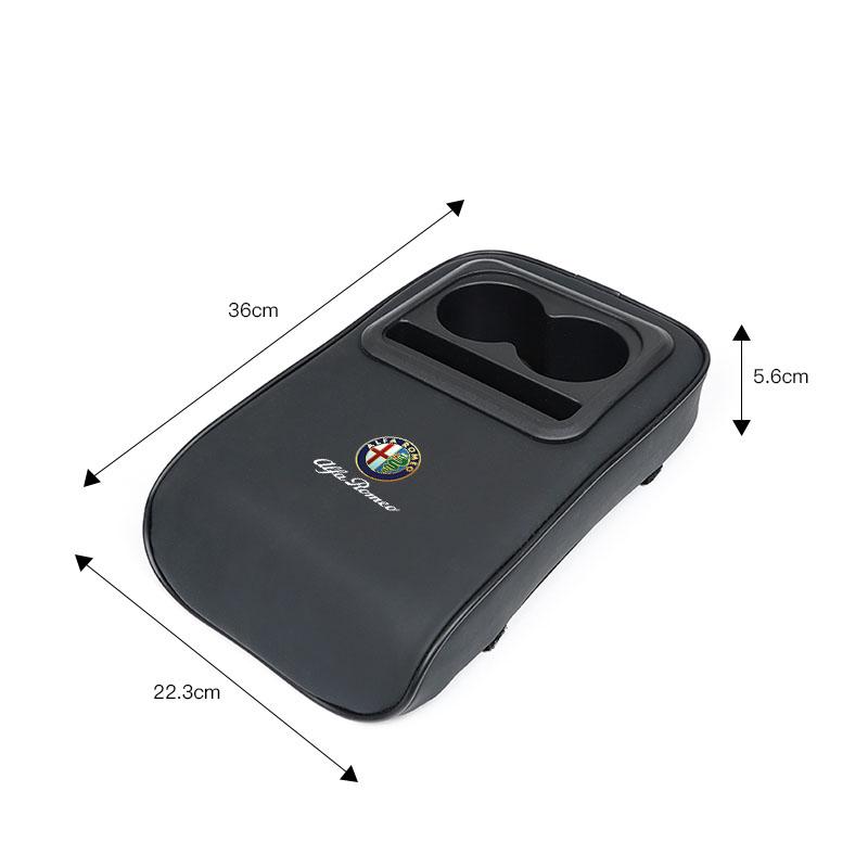 

2026 Hot Sticker Car Armrest Cushion With Cup Holder PU Leather Pad Auto Amrest Pillow Cover Height Pad For Alfa Romeo 4C 159 16