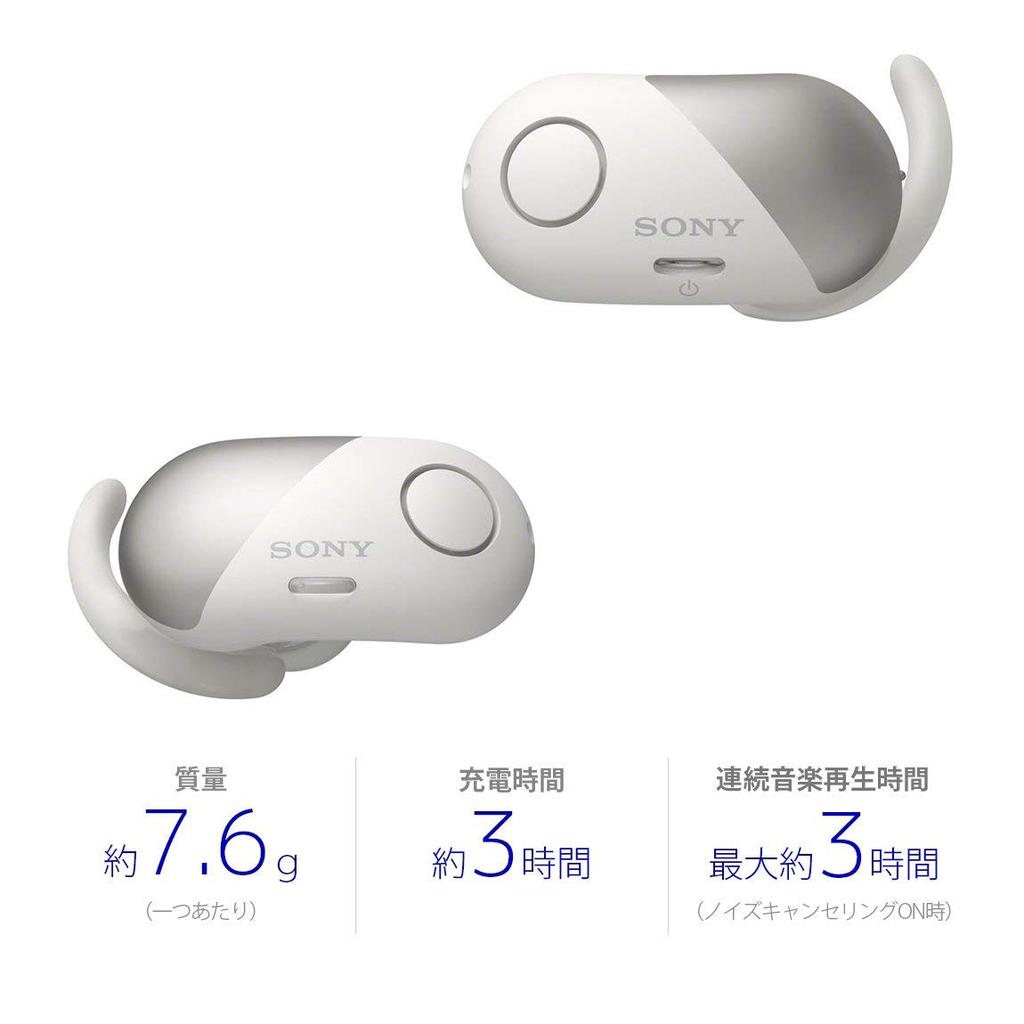 Sony True Wireless Earphones Amazon Bluetooth Separate Left and Right 2018 White Noise-Canceling WF-SP700N Built-in Alexa, Compatible, Headphones,