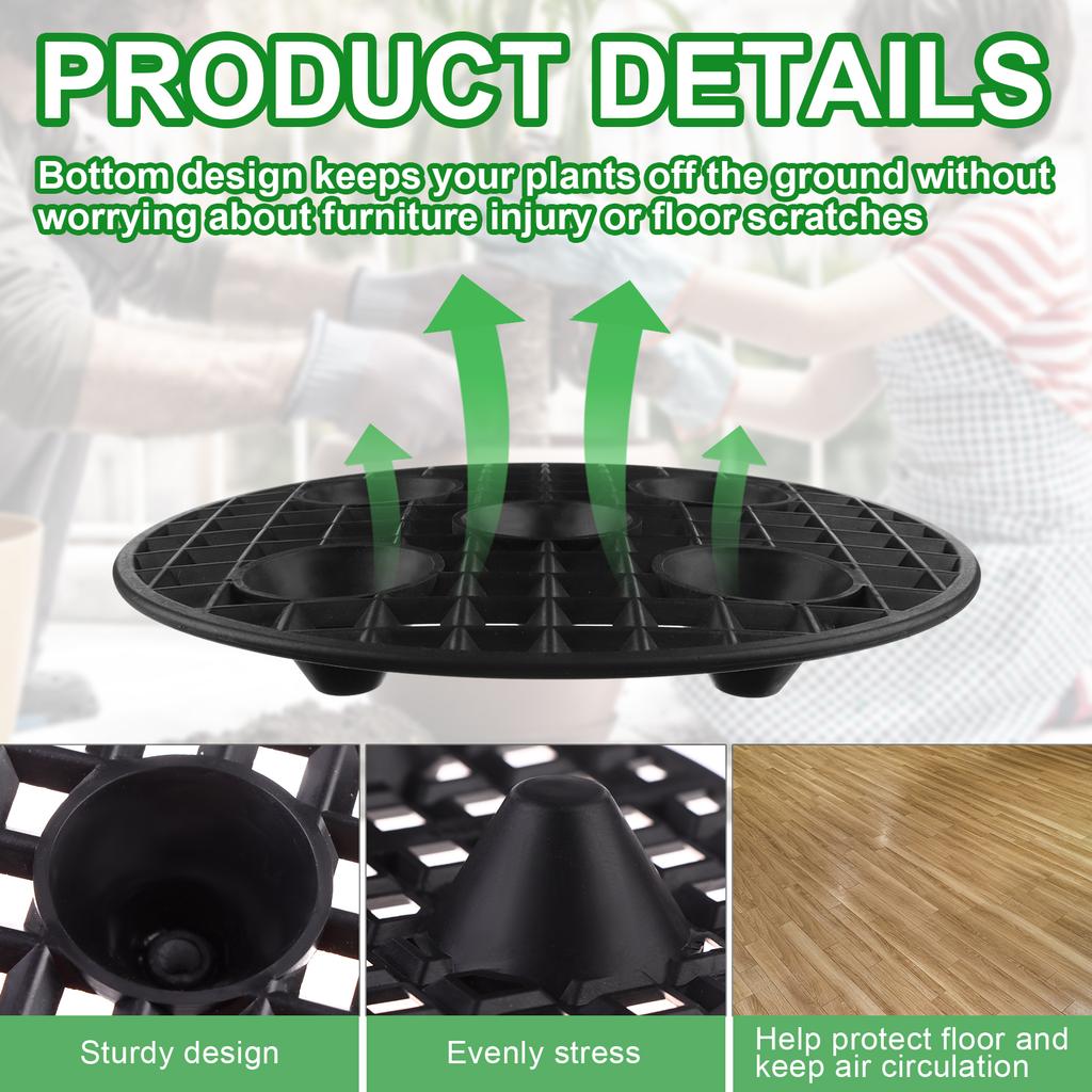 10 Pcs Plant Level Pot Elevator, Heavy Duty Plant Stand, Black Round Plant Flower Pot Holder Plastic Plant Risers For Indoor