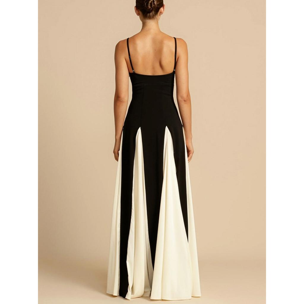 Mode Damen V-Ausschnitt Sling Langes Kleid für Frauen Elegante Plissee Rückenfreie Ärmellose Kleider Lady Abend