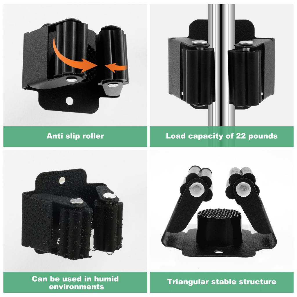 Wall Mount Stainless Steel Mop Hanger with Installation Screws Space Saving Broom and Mop Holder Reusable Garden Broom Holder