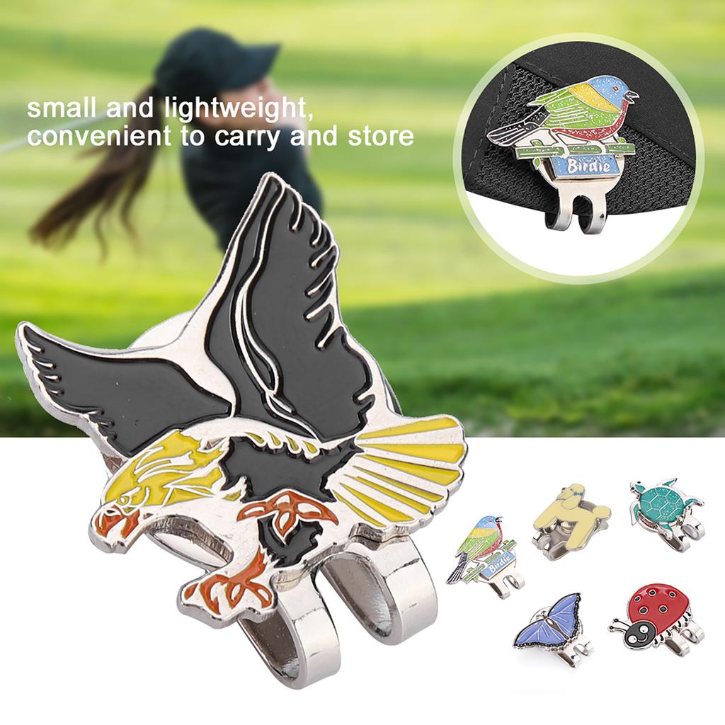 Stainless Steel Golf Hat Clip with Magnetic Ball Marker 18g 30-35mm Cute Animal Design Ladybug/Butterfly/Tortoise Durable Rustpr