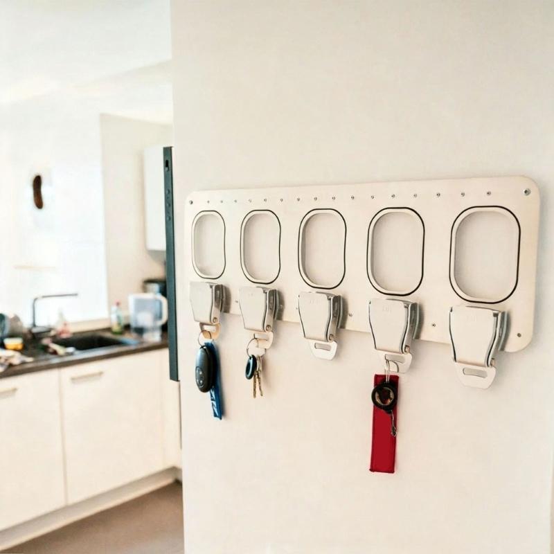 Key Rack for Wall with Metal Aviation Style Detail, Entryway Storage Holder for Hallway, Office, and Home Access
