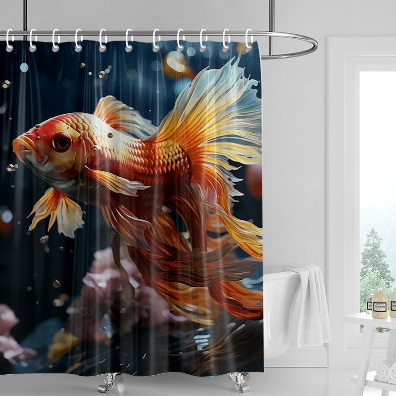 Marine Life Theme Waterproof Shower Curtain Bathtub Bathroom Partition Curtain Bathroom Decorative Shower Curtain 180x 180cm
