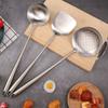Edelstahl Chinesische Kochutensilien Set Solider Wok-Spatel und Schöpfkelle Schaumlöffel Hängeloch-Design Küchenkochwerkzeuge