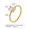 Minimalist Water Drop White Zircon Women Ring, Wave Drop Stainless Steel Ring, 18K Gold Plated Waterproof Luxury Jewelry