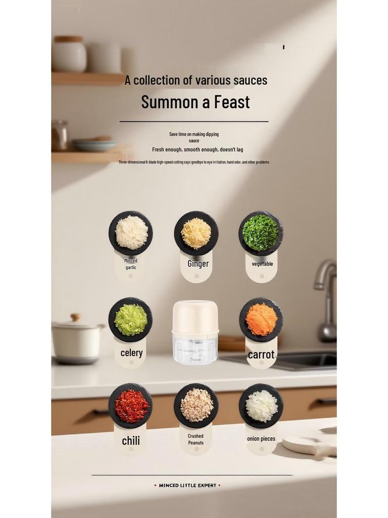 Wireless Mini Garlic Chopper & Peeler: Multifunctional Food Processor for Kitchen & Baby Food.