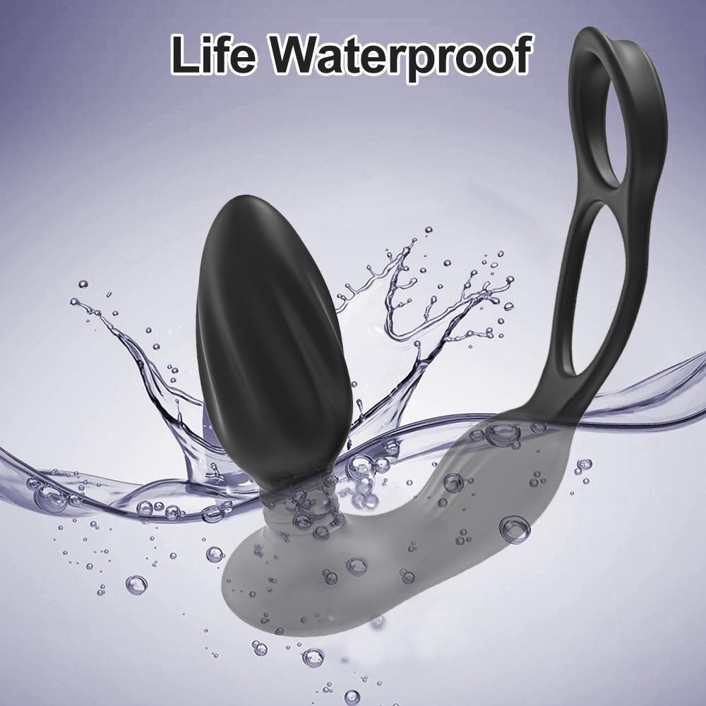 Remote Control Vibrator Butt Plug for Men Anal Stimulate Anal Plug Male Prostate Massager with Dual Penis Ring Sex Toy for Men