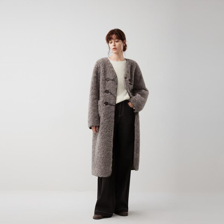 ELLE French Minimalist Fashion Design Vintage Style College Toggle Casual Versatile Coat Plush Outerwear Women coats EF52667