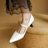 Fashion 2025 NEW Spring Women Pumps Pointed Toe Genuine Leather Shoes for Women Shallow Buckle Strap Mary Janes Modern High Heels Ladies