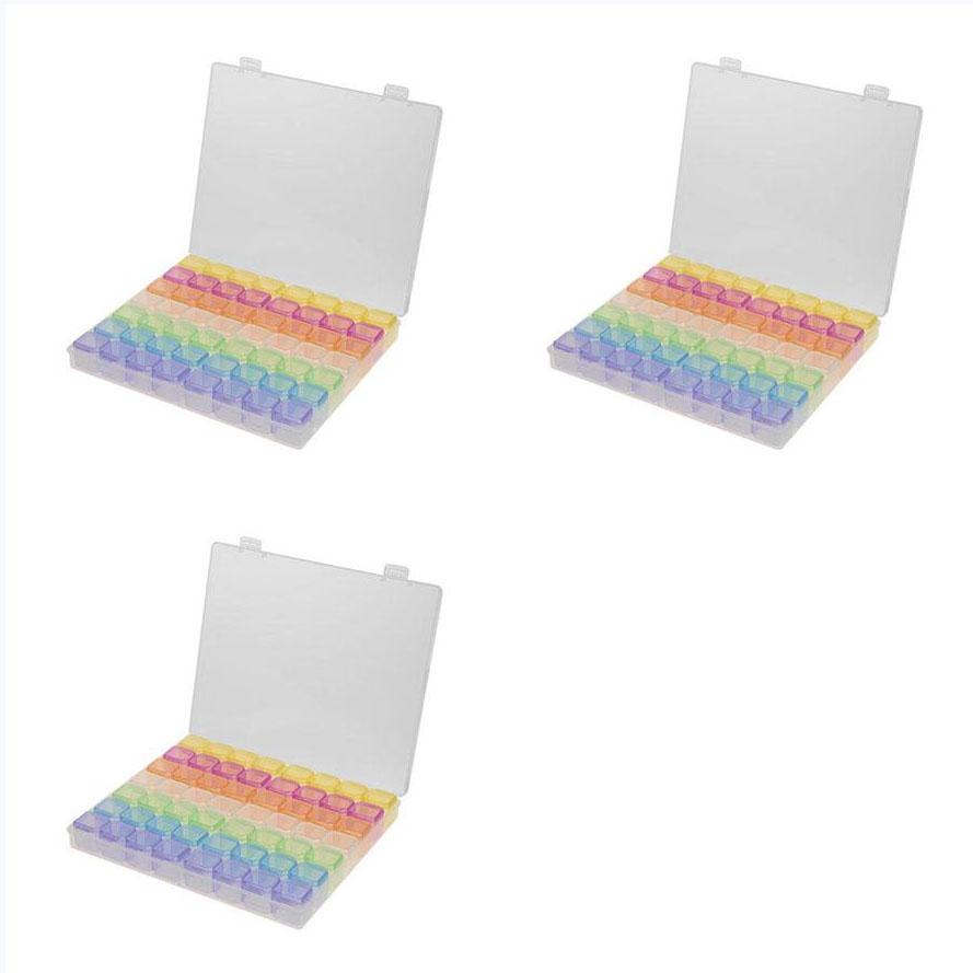 

3 шт., красочная коробка для хранения ювелирных изделий для дизайна ногтей, ящик для инструментов, 56 сеток, съемная коробка, независимая сетка, прозрачная маленькая коробка для хранения ювелирных изделий 21*17.5cm разноцветный