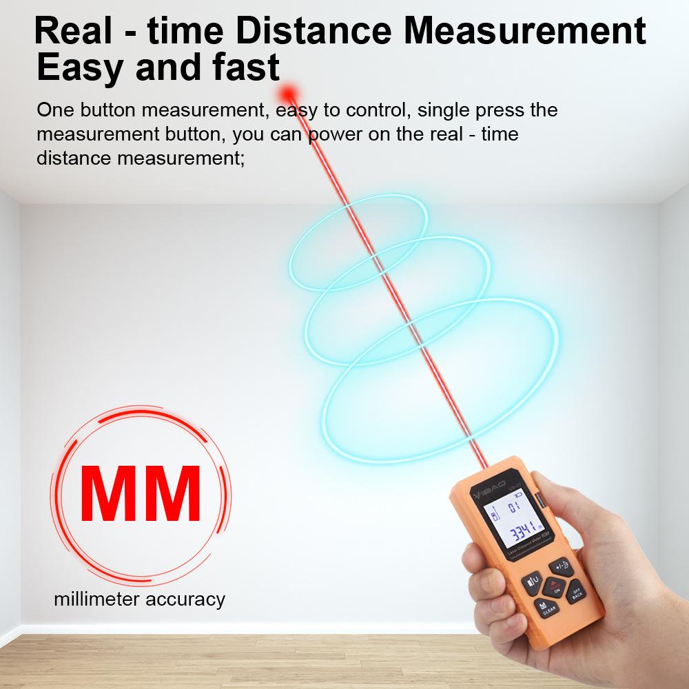 60M Mini Smart Laser Distance Meter Measure Infrared Rangefinder USB Rechargeable Portable Handheld Laser Range Finder Tools