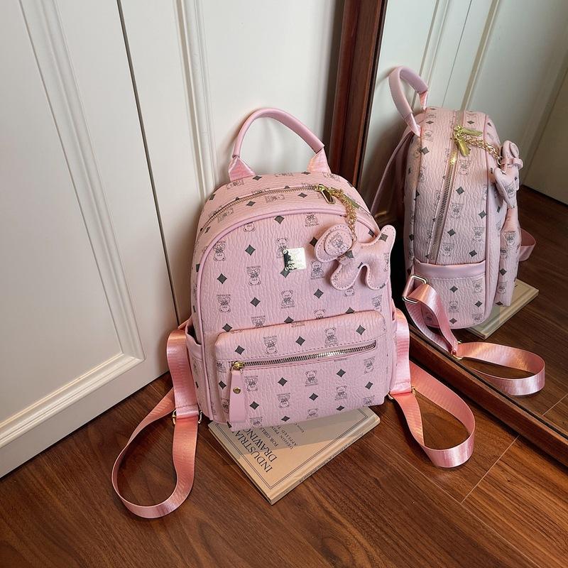 2025 New Large-capacity Backpack Female Cartoon Cute Bear Lady Backpack Korean Version Foreign-style Printed Backpack Tide