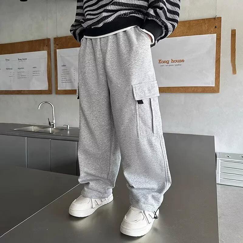 Spring Sweatpants Boys Casual Pants Autumn New Fashion Trousers Kids Loose Solid Work Trousers Children's Clothing 5-14 Years