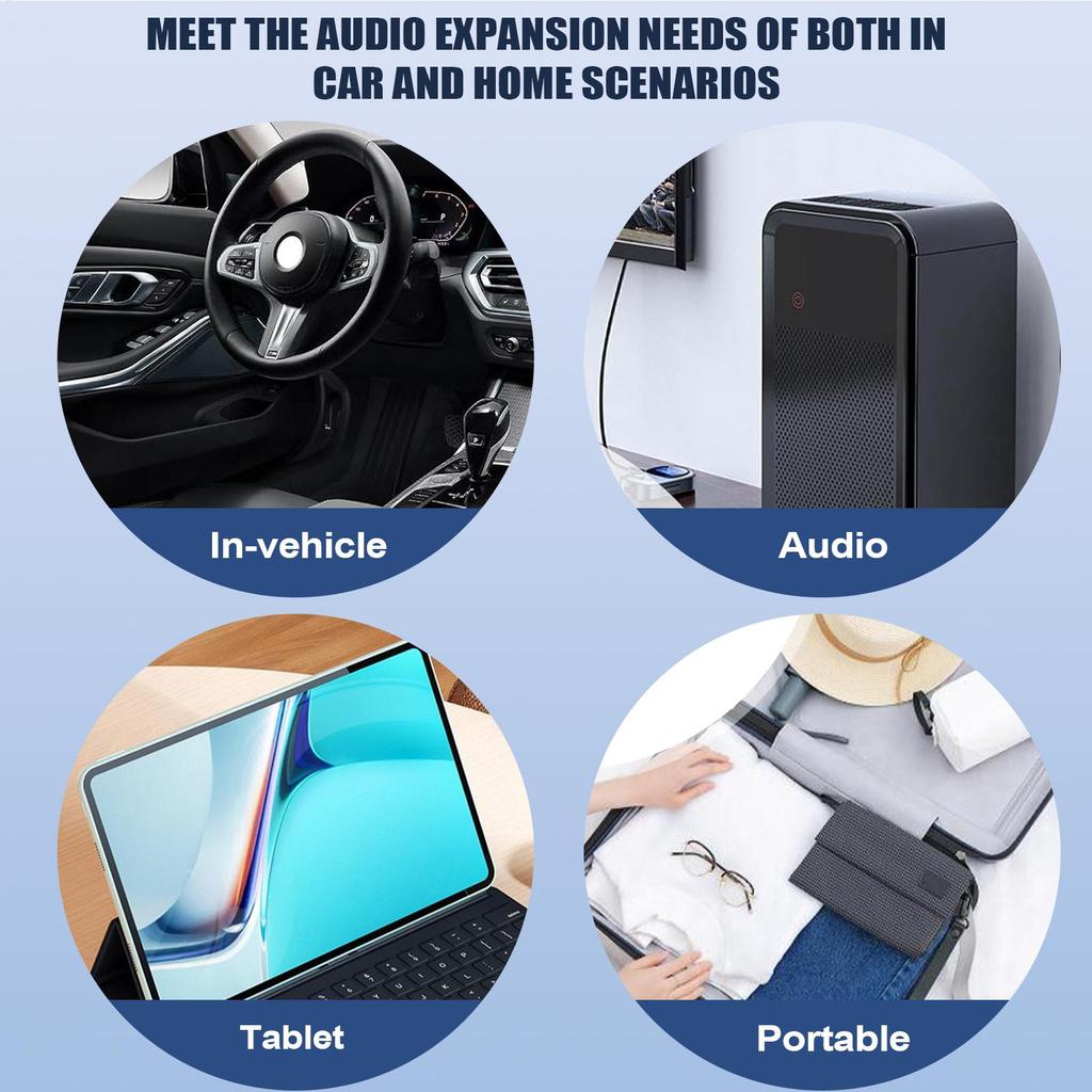 Wireless Audio Receiver For Car 2-in-1 Adapter Wireless Music Adapter For Music Playing Hands-Free Call Car Travel Home Stereo