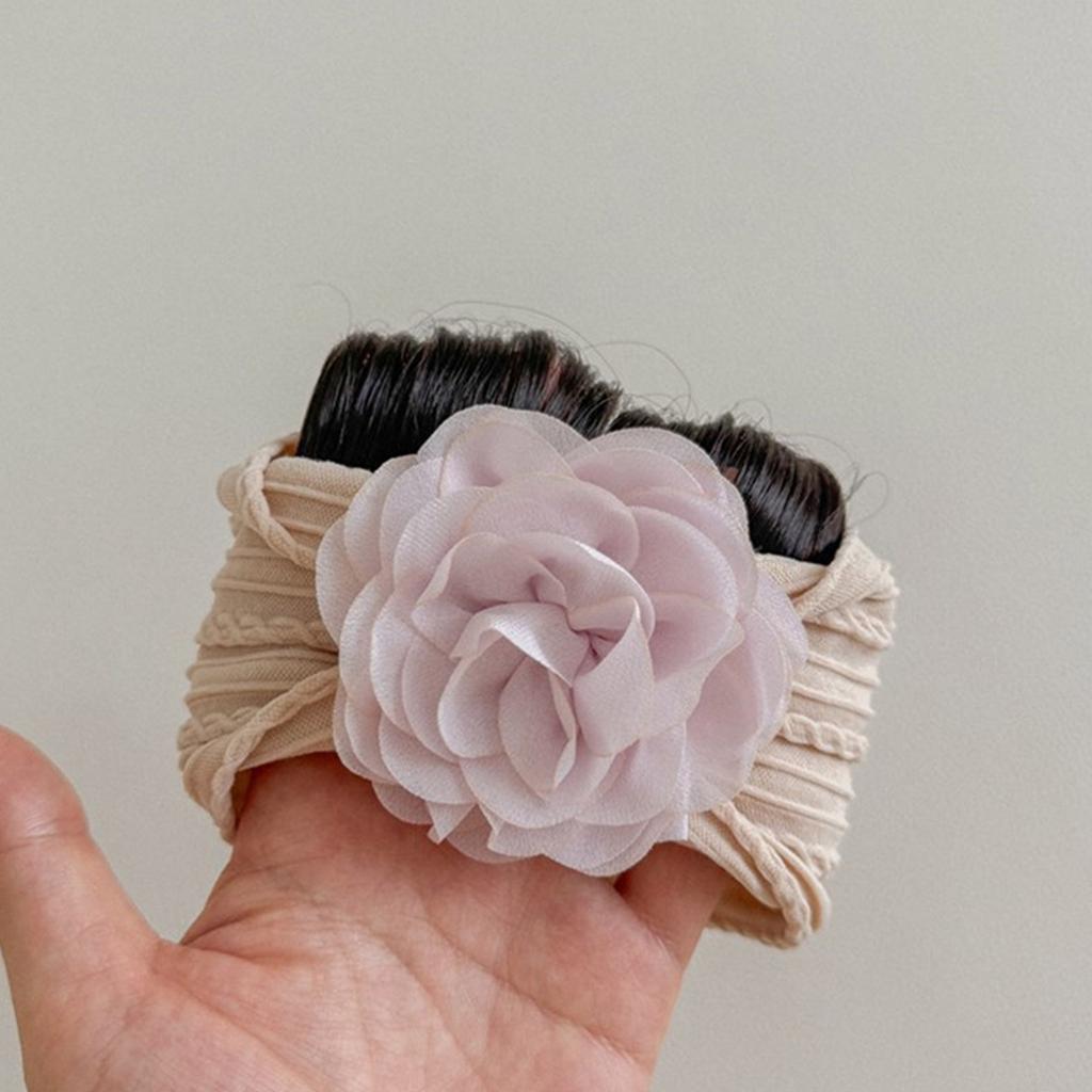 Infant Floral Faux Hair Band Comfortable Headwear Kids Fashionable Flower Wig Headband Cloth for Parties & Birthdays
