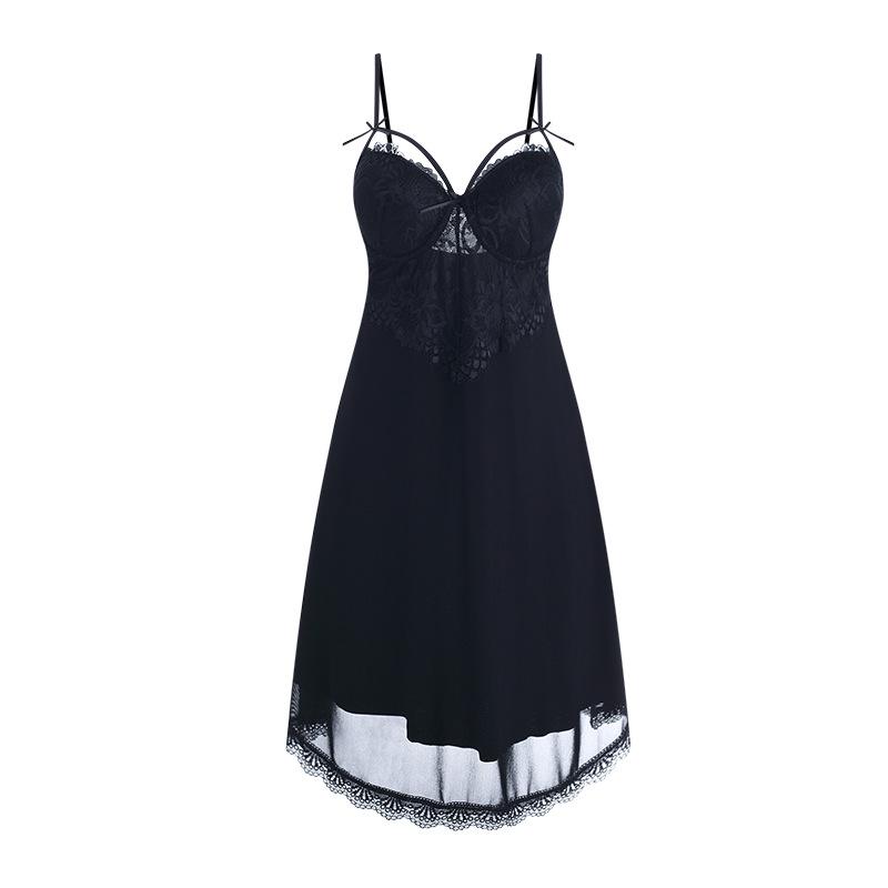 Elegant Underwire Camisole Nightgown with Chest Pads & Robe Set for Women
