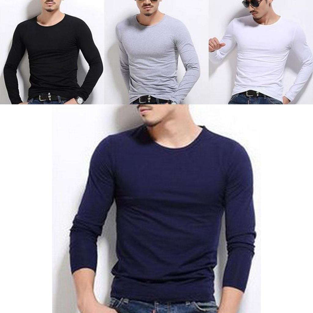 New Men's Long Sleeve Fashion Slim Fit Solid Color Sport Bottoming T-shirts Premium Quality And Superior Comfort