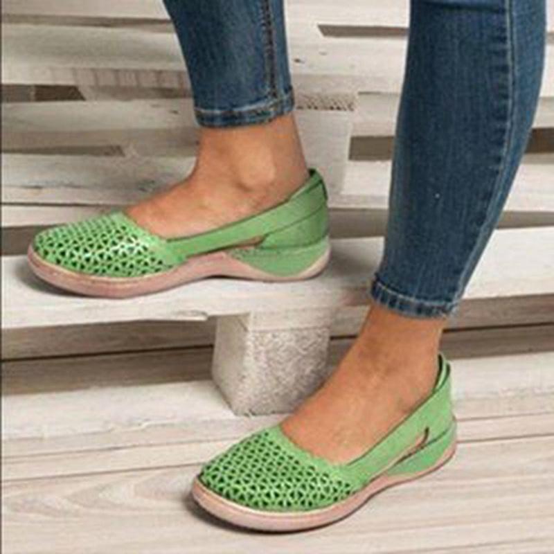 Women Breathable Hollow Slip on Flat Loafer Sandals Shoes