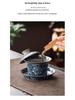 Antique Sancai Blue & White Gaiwan Kung Fu Tea Set: Cultivable Crackle Ceramic Tea Bowl & Large Cup