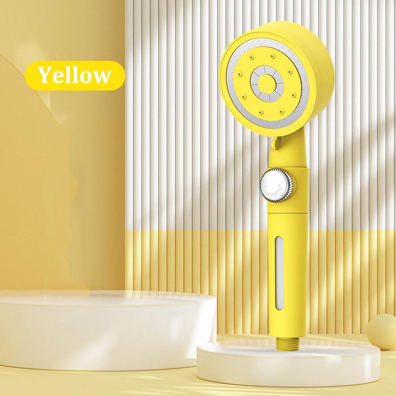 Candy Color Five-speed Booster Shower Head One-button Water Stop Filter Handheld Shower Set Home Bathroom