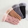 Women's Winter Warm Gloves Suede Gloves Winter Outdoor Cycling Touch Screen Padded Thickening Gloves