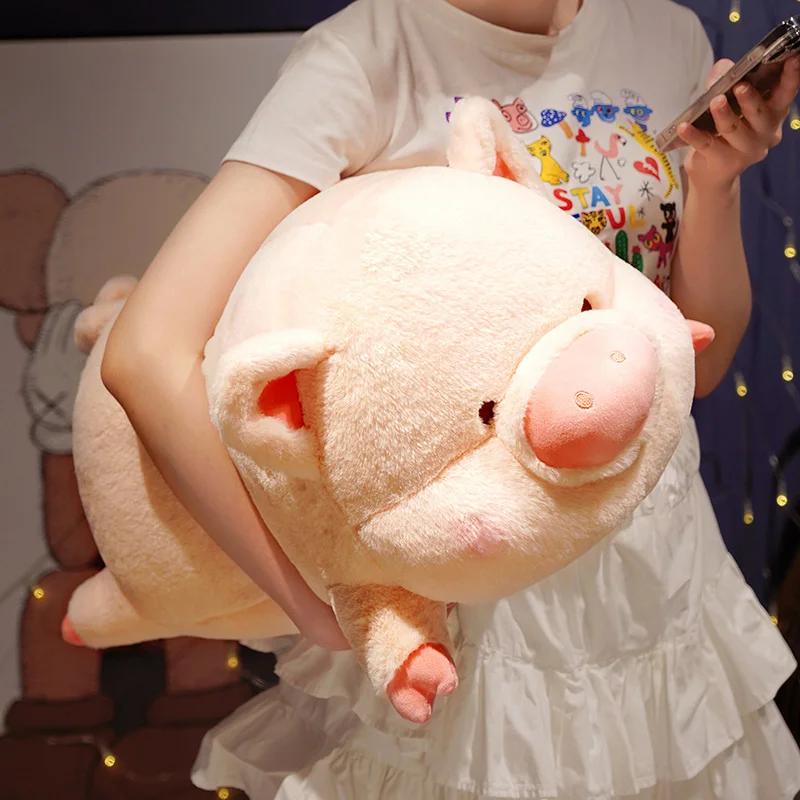 Furry Pig Plush Toy Stuffed Lying Piggy Plushie Doll Cartoon Animal Soft Touch Hug Pillow Cushion Kids Baby Birthday Gift