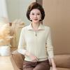 Mom's Plus Size Wool Zipper Cardigan for Fall & Winter - Versatile Lapel Sweater for Middle-aged & Elderly Women
