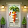 Cute Playful Easter Door Banner Rabbit Hugging Carrot Door Hanger Country-style Home Festive Door Curtain Decoration