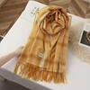 Korean Style Plaid Double-Sided Warm Thick Scarf for Couples and Students, Versatile Autumn/Winter Neck Warmer Shawl
