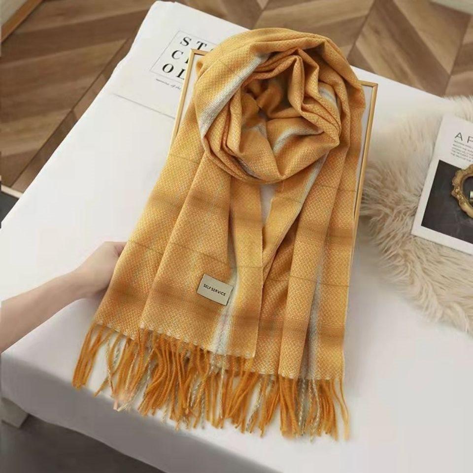 Korean Style Plaid Double-Sided Warm Thick Scarf for Couples and Students, Versatile Autumn/Winter Neck Warmer Shawl