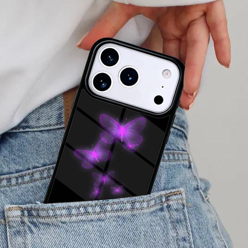 Glowing Butterfly Phone Case for iPhone 16e 15 14 13 12 17 Pro Max Plus Air 17pro Cover Coque