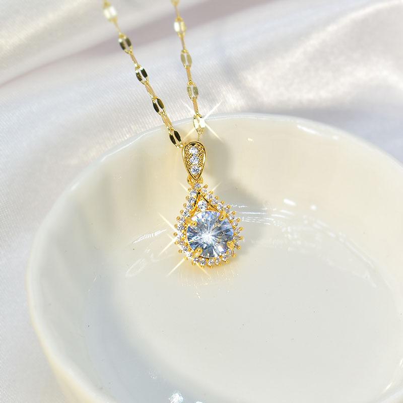 Water Drop Necklace, Simple And Personalized Women'S Single Product, Versatile Titanium Steel Collarbone Chain